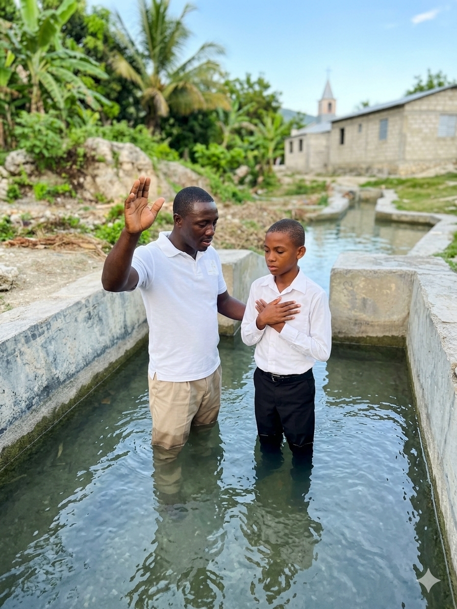 Pastor Olnick Duverne Baptizing people
