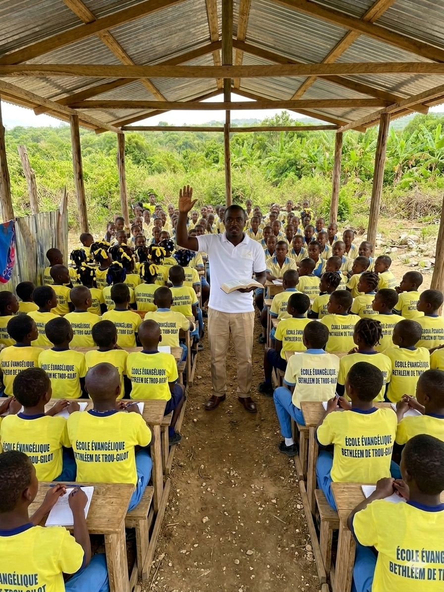 Pastor Olnick Duverne Teaching at Bethleem Evangelical School in Haiti